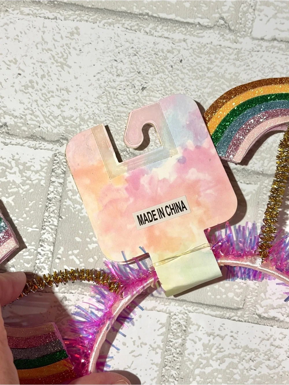 Party With Pride Rainbow Bobble Tinsel Headband Pink NEW